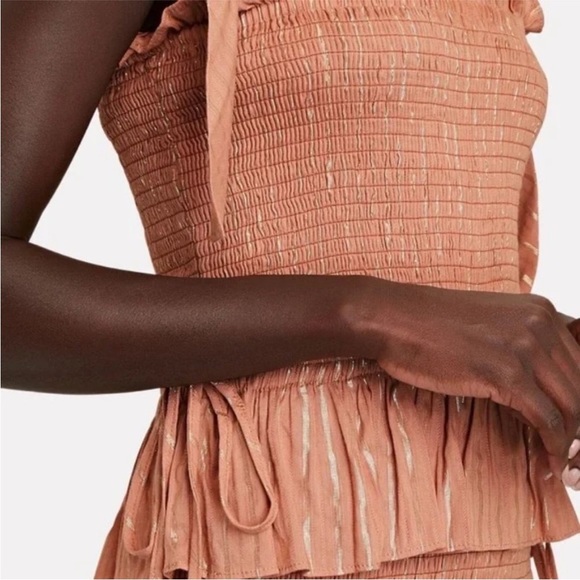 NWOT HOUSE OF HARLOW Corrine Shirred Smocked Mini Dress -Desert Rose - Picture 5 of 7